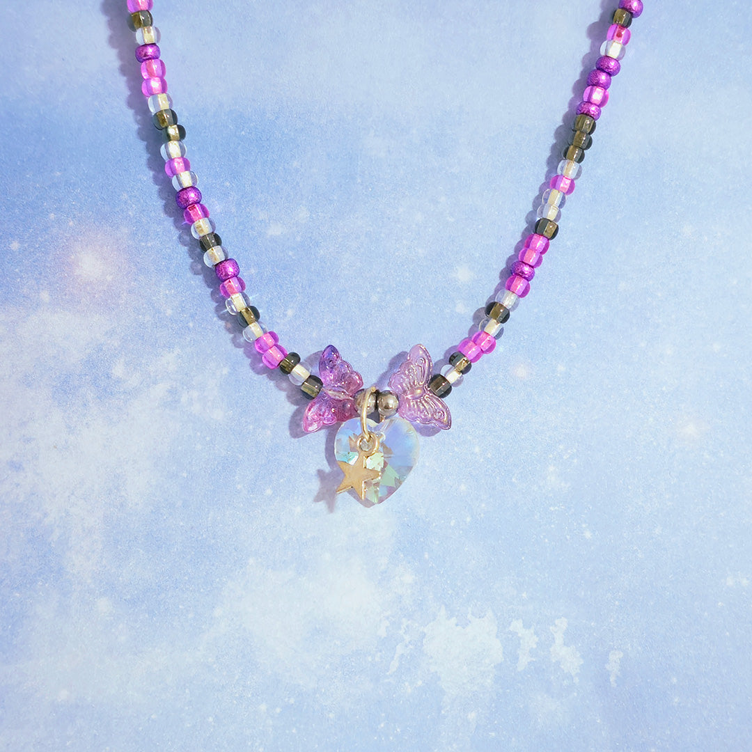 Flutter Charm Pink Punk Necklace